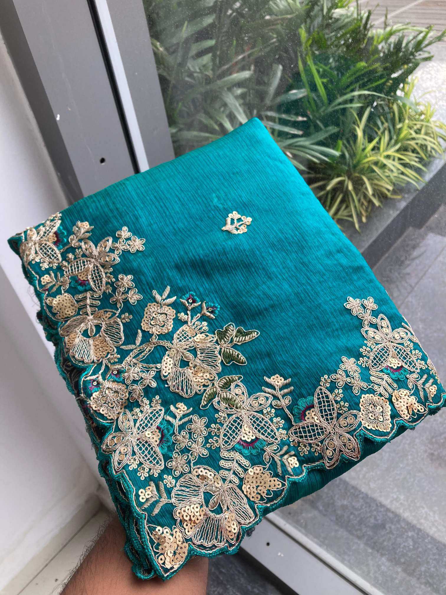 Chiffon  Embroidered Cutwork Saree